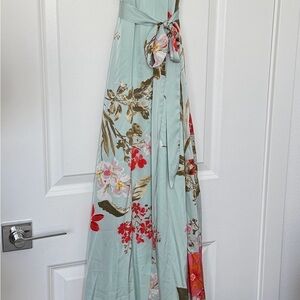 Floral Wrap Dress in Light Green
